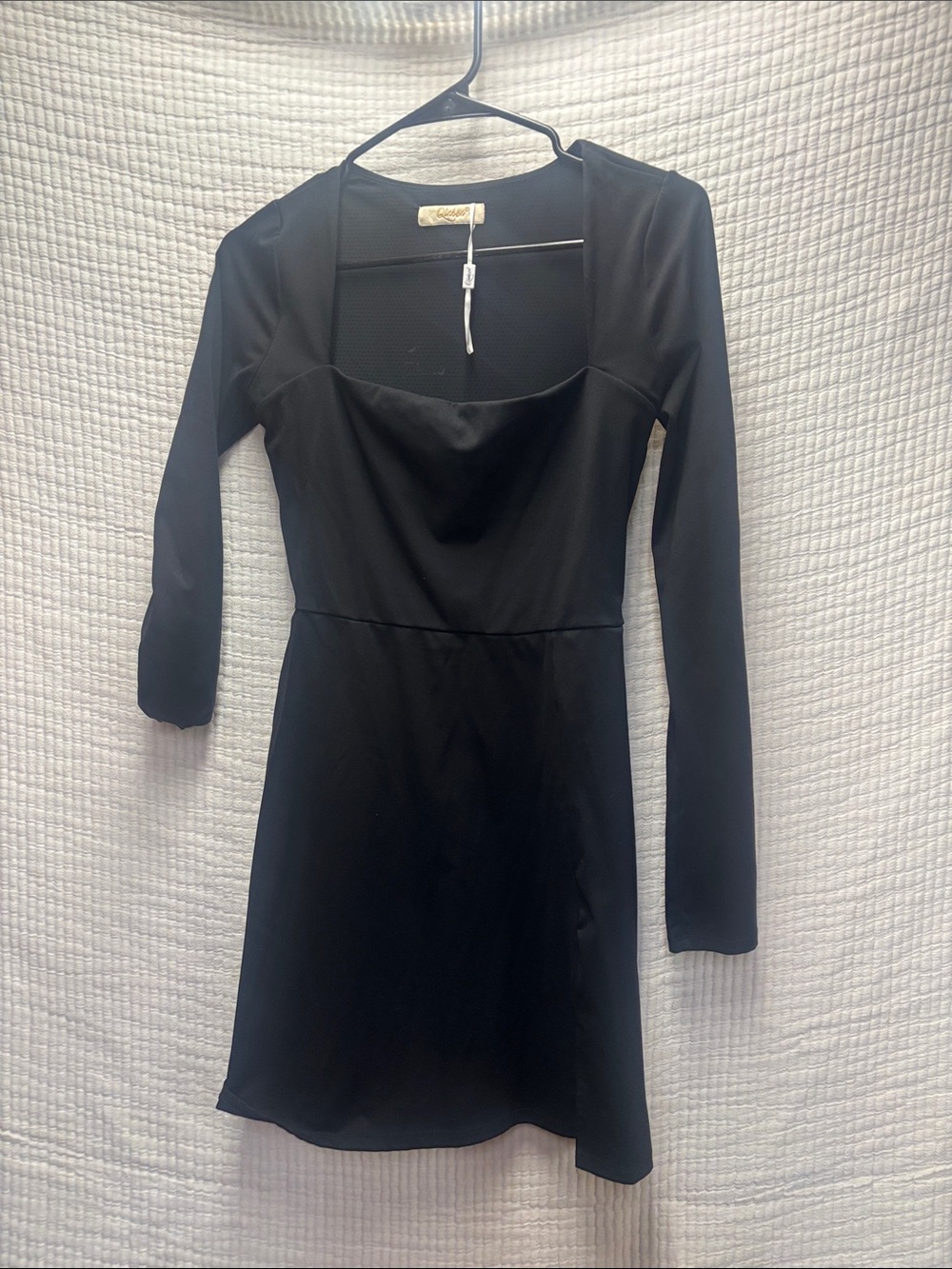 Black Long-Sleeve Square-Neck Dress